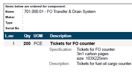 【询价】船舶备件—FO柜台门票（CK-C20240827-09）询价-泰州昌宽社区-报价采购-船用采购网-船舶物料采购-船务服务-一站式船用设备供应服务