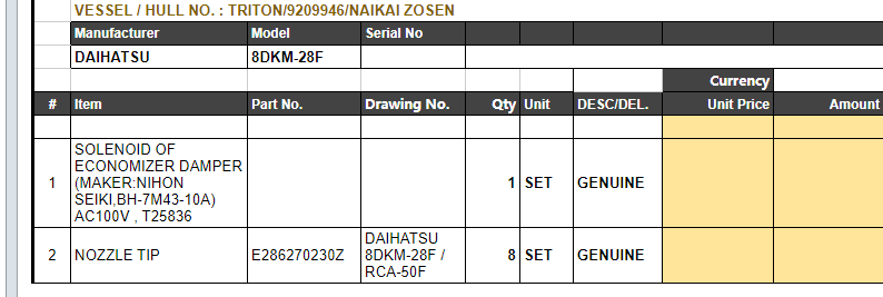 【询价】船舶备件—DAIHATSU备件（CK-L20240812-09）询价-泰州昌宽社区-报价采购-船用采购网-船舶物料采购-船务服务-一站式船用设备供应服务