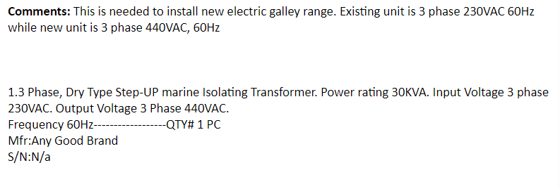【询价】船舶备件—变压器（CK-J20240808-01）询价-泰州昌宽社区-报价采购-船用采购网-船舶物料采购-船务服务-一站式船用设备供应服务
