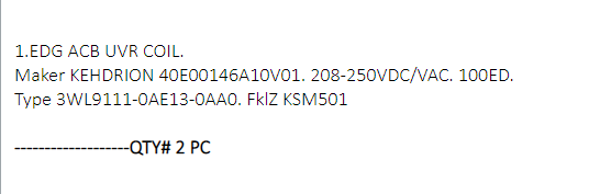 【询价】船舶备件—线圈（CK-J20240816-01）询价-泰州昌宽社区-报价采购-船用采购网-船舶物料采购-船务服务-一站式船用设备供应服务