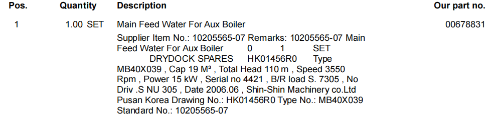 【询价】船舶备件—辅助锅炉主给水（CK-R20240816-03）询价-泰州昌宽社区-报价采购-船用采购网-船舶物料采购-船务服务-一站式船用设备供应服务