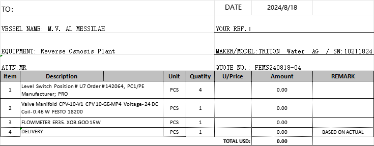 【询价】船舶备件—TRITON备件（CK-R20240819-02）询价-泰州昌宽社区-报价采购-船用采购网-船舶物料采购-船务服务-一站式船用设备供应服务