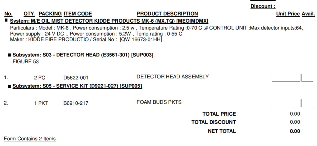 【询价】船舶备件—KIDDE备件（CK-R20240821-05）询价-泰州昌宽社区-报价采购-船用采购网-船舶物料采购-船务服务-一站式船用设备供应服务