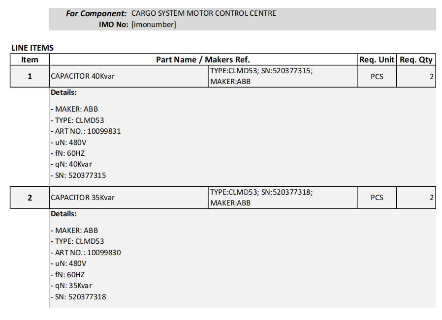 【询价】船舶备件—电容器（CK-R20240822-02）询价-泰州昌宽社区-报价采购-船用采购网-船舶物料采购-船务服务-一站式船用设备供应服务