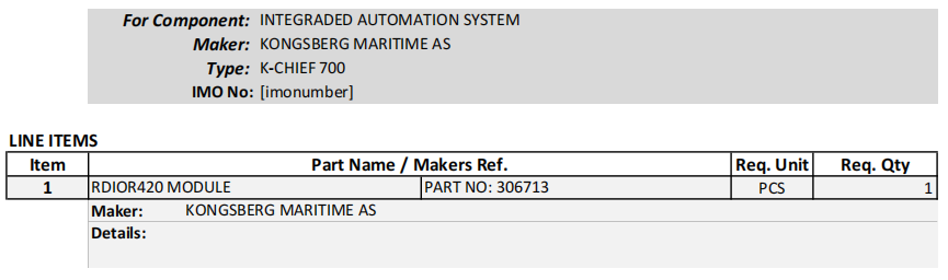 【询价】船舶备件—RDIOR420模块（CK-R20240830-03）询价-泰州昌宽社区-报价采购-船用采购网-船舶物料采购-船务服务-一站式船用设备供应服务