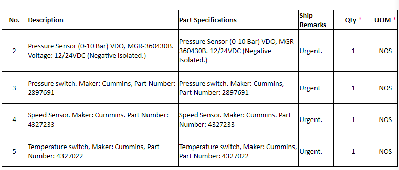 【询价】船舶备件—CUMMINS备件（CK-J20240925-02）询价-泰州昌宽社区-报价采购-船用采购网-船舶物料采购-船务服务-一站式船用设备供应服务