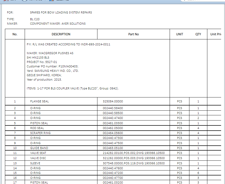 【询价】船舶备件—MACGREGR备件（CK-J20240924-08）询价-泰州昌宽社区-报价采购-船用采购网-船舶物料采购-船务服务-一站式船用设备供应服务