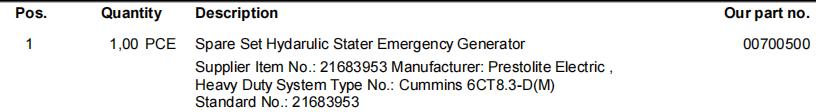 【询价】船舶备件—备用液压状态应急发电机（CK-R20240919-06）询价-泰州昌宽社区-报价采购-船用采购网-船舶物料采购-船务服务-一站式船用设备供应服务