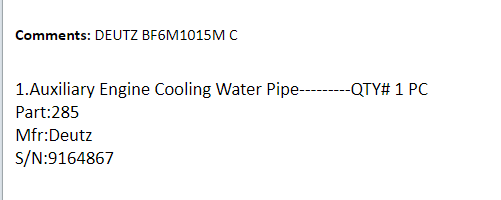 【询价】船舶备件—发动机辅助冷却水管（CK-J20241015-16）询价-泰州昌宽社区-报价采购-船用采购网-船舶物料采购-船务服务-一站式船用设备供应服务