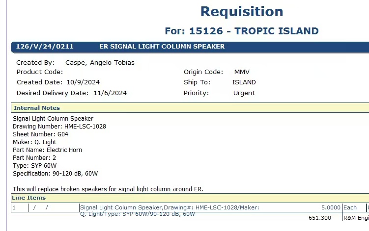 【询价】船舶备件—信号灯柱扬声器（CK-Y20241025-02）询价-泰州昌宽社区-报价采购-船用采购网-船舶物料采购-船务服务-一站式船用设备供应服务