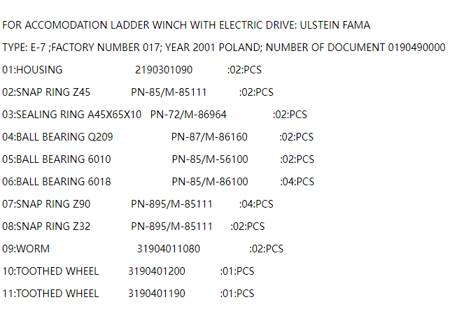 【询价】船舶备件—备件（CK-J20241012-06）询价-泰州昌宽社区-报价采购-船用采购网-船舶物料采购-船务服务-一站式船用设备供应服务
