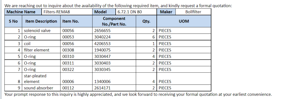 【询价】船舶备件—Bollfilter备件（CK-L20241114-13）询价-泰州昌宽社区-报价采购-船用采购网-船舶物料采购-船务服务-一站式船用设备供应服务