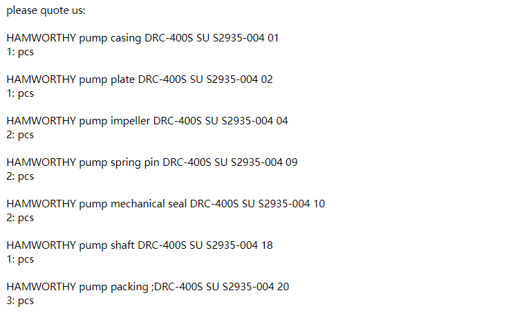 【询价】船舶备件—HAMWORTHY备件（CK-R20241114-01）询价-泰州昌宽社区-报价采购-船用采购网-船舶物料采购-船务服务-一站式船用设备供应服务