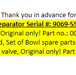 船舶备件—GEA Westfalia备件（CK-L20241111-05）询价-船用采购网-船舶物料采购-船务服务-一站式船用设备供应服务