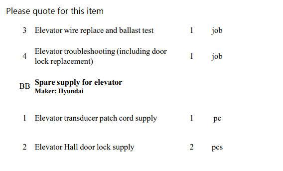【询价】船舶备件—电梯备件（CK-R20241107-17）询价-泰州昌宽社区-报价采购-船用采购网-船舶物料采购-船务服务-一站式船用设备供应服务