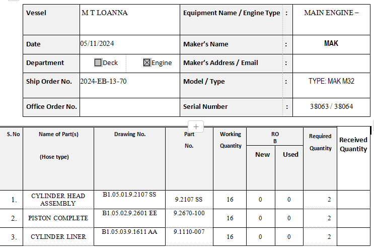 【询价】船舶备件—气缸盖总成/活塞完整/气缸套（CK-R20241107-01）询价-泰州昌宽社区-报价采购-船用采购网-船舶物料采购-船务服务-一站式船用设备供应服务