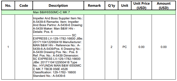 【询价】船舶备件—叶轮和轮毂备件（CKQ-2501167P）询价-泰州昌宽社区-报价采购-船用采购网-船舶物料采购-船务服务-一站式船用设备供应服务