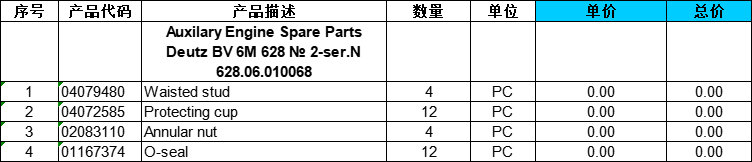 【询价】船舶备件—辅助发动机备件（CKQ-2502537P）询价-泰州昌宽社区-报价采购-船用采购网-船舶物料采购-船务服务-一站式船用设备供应服务